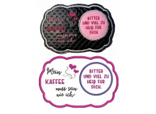 Stickdatei ITH - MugRug Girls "Kaffee bitter und viel zu heiß für Dich"